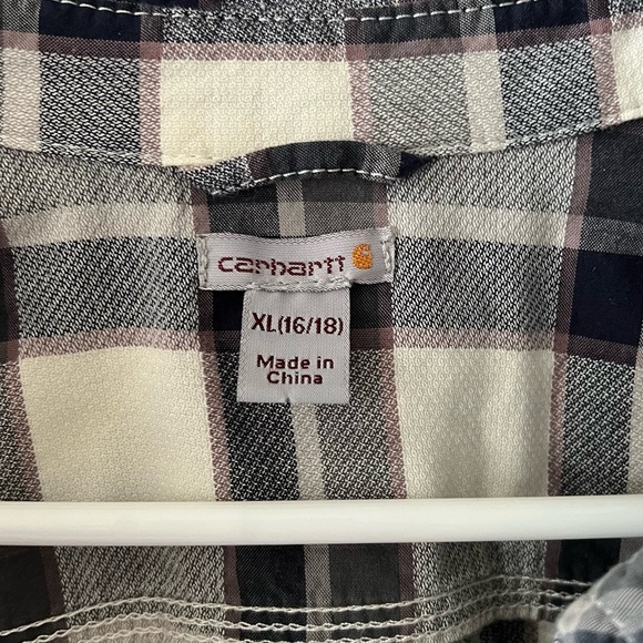 Carhartt Cream and Blue Plaid Button Up Size XL - Picture 3 of 7